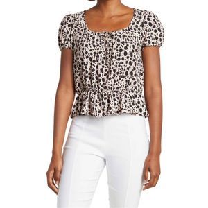 Sanctuary | Meet You There Animal Print Short Sleeve Flattering Top Size Small